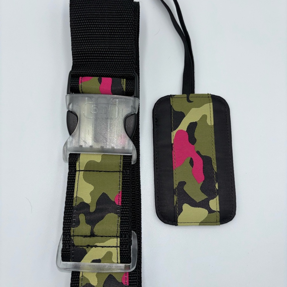 Lug camo orchid pink green luggage travel strap tag